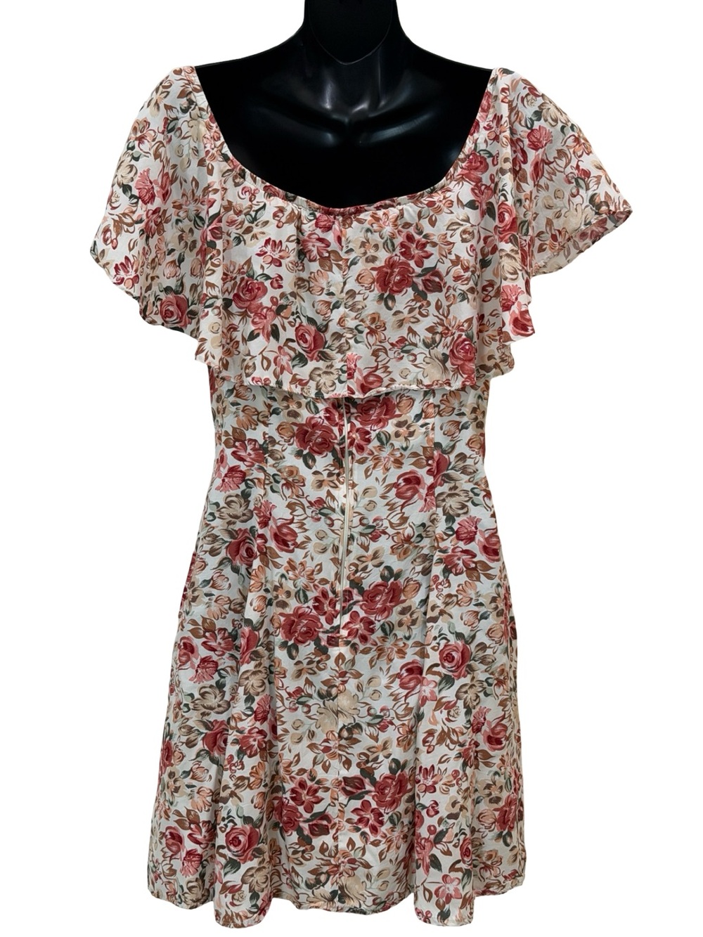 90s Rampage Romantic Rose Print Ruffle Mini Dress - Picture 5 of 7